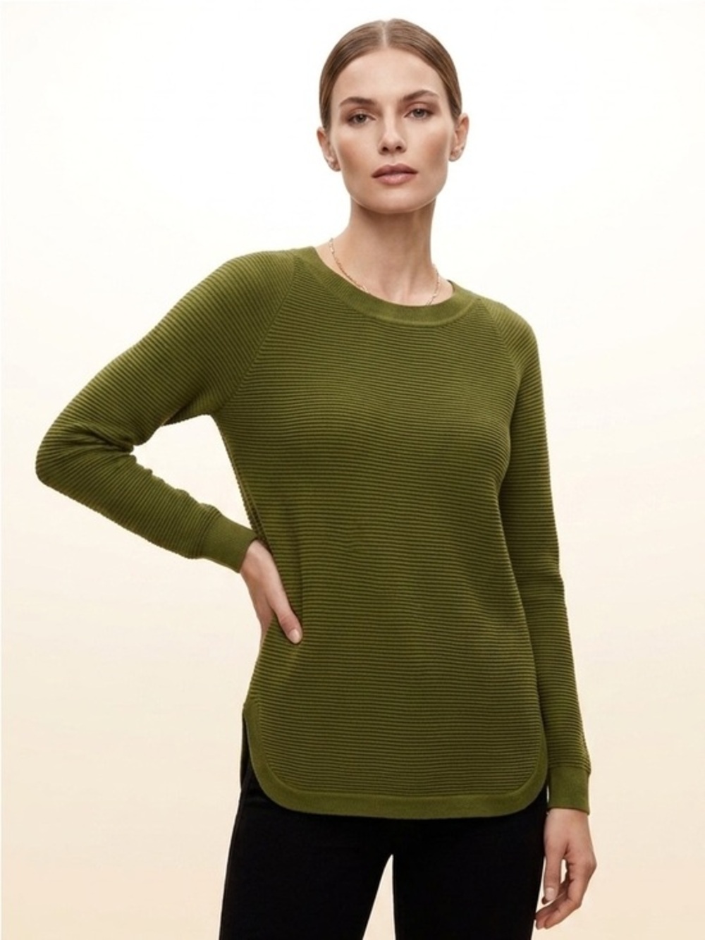 Cyrus Olive Knit Crewneck Sweater Size Small